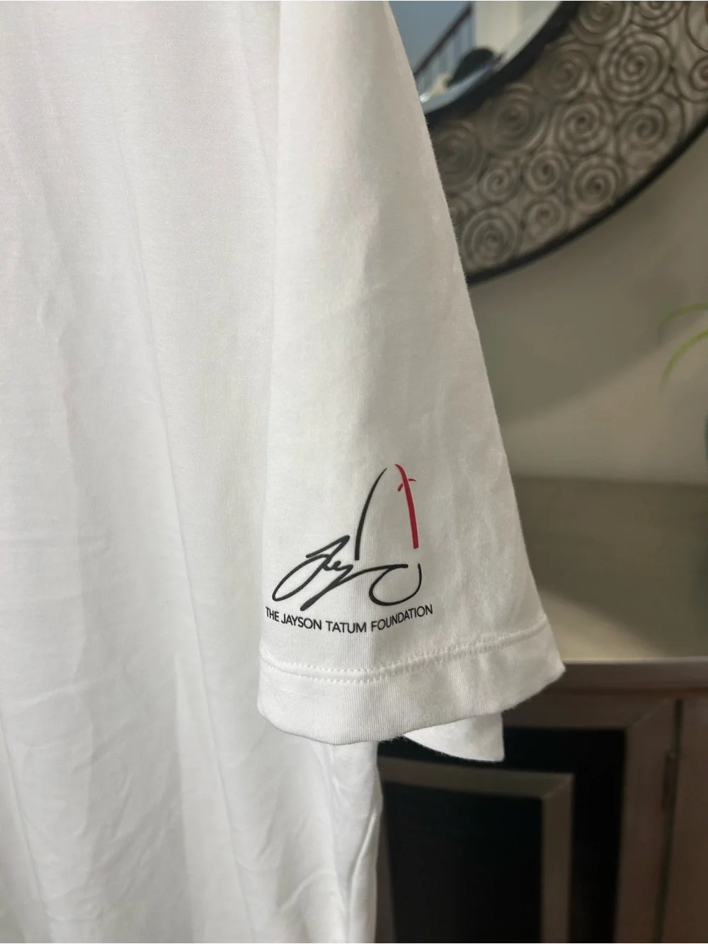 Nike White Men's Polo Shirt with JT and Jumpman Logos